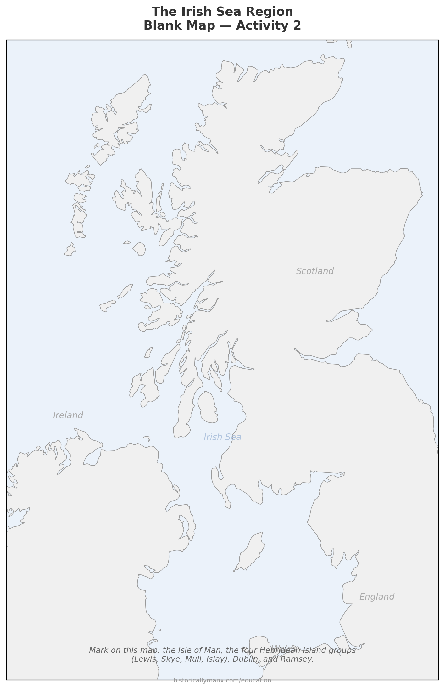 Blank Irish Sea map
