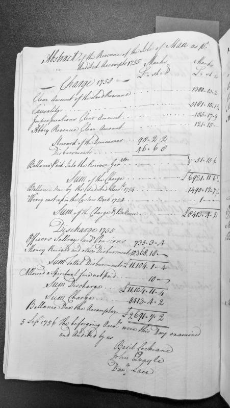 Abstract of the Revenue of the Isle of Man for 1755, Audited Accounts