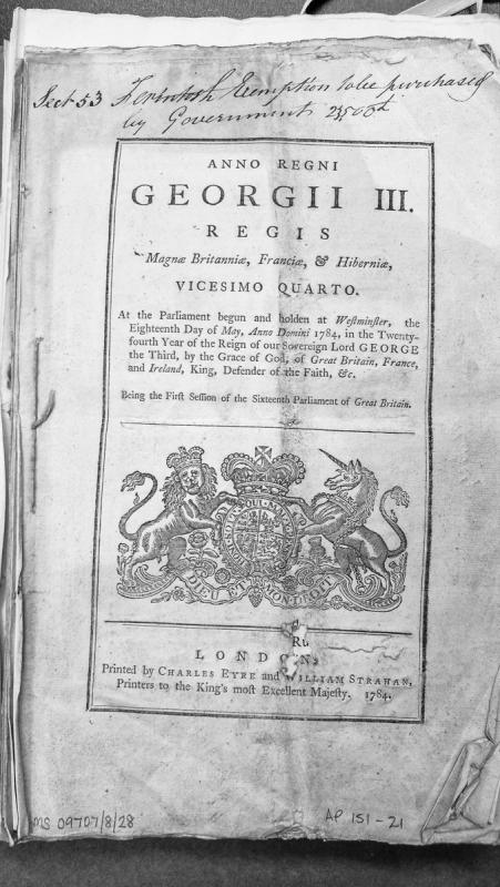 Act of Parliament (24 Geo III) regarding Lorentosh Exemption purchase