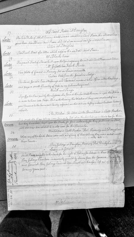 Abstract of Isle of Man Lord's Rents and Revenues (items 27-35)