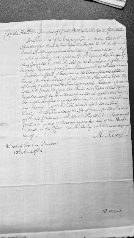 Account of Treasury proceedings regarding purchase of Isle of Mann