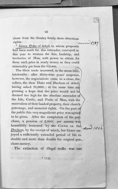Account of Crown purchase of Isle of Man from Duke and Duchess of Athol