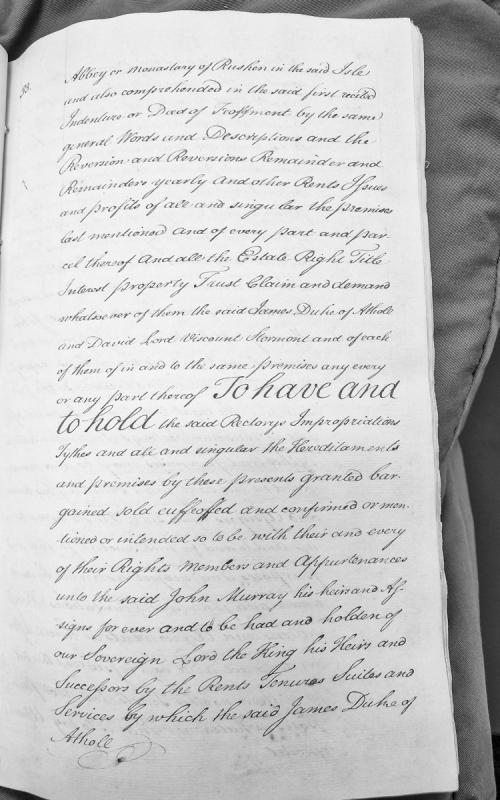 Deed of conveyance of Rushen Abbey rectory and tithes to John Murray