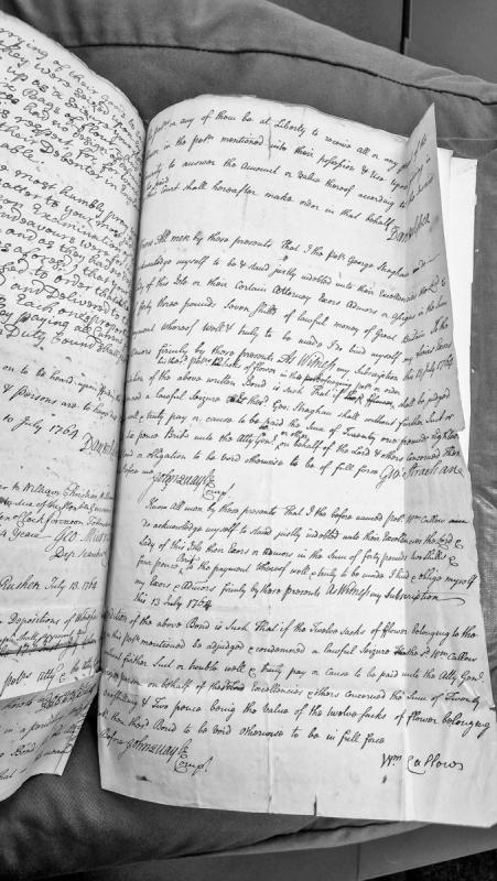 Bonds of recognisance for seized flower (flour) sacks on the Isle of Man
