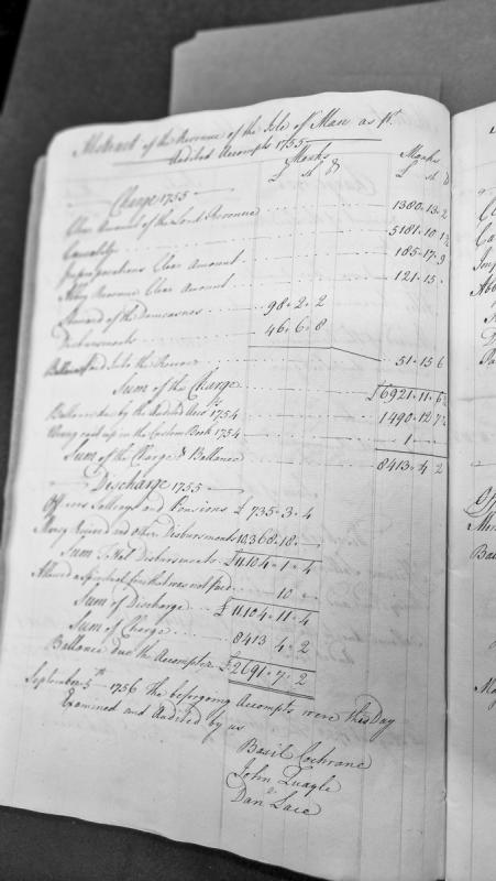 Abstract of the Revenue of the Isle of Man for 1755, audited accounts