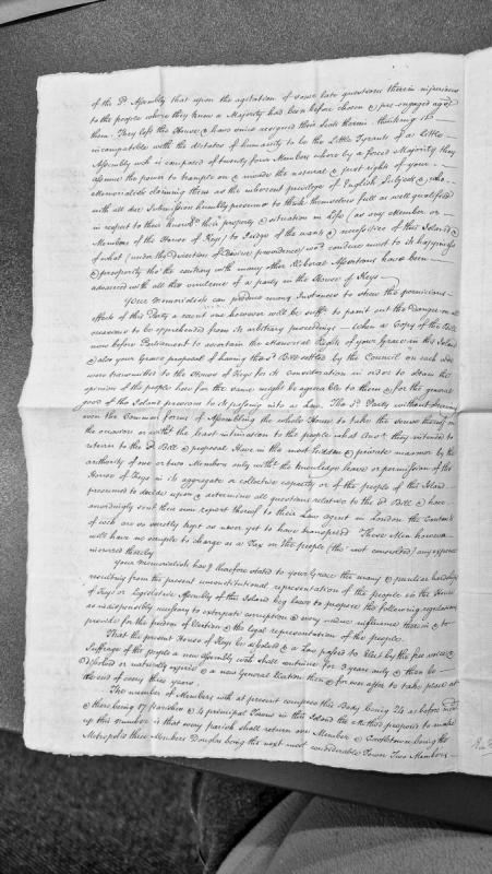 Petition to the Duke regarding unconstitutional representation in the House of Keys and proposed electoral reforms.