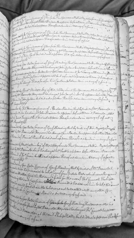 Court presentments of non-appearances and contempt before Deemsters, August 1765