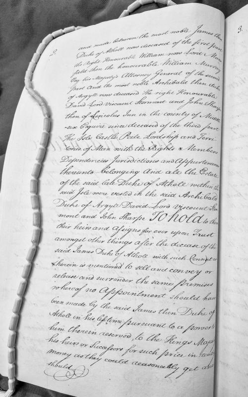 Deed of trust concerning the Isle of Man between the Duke of Atholl, Lord Mansfield, and the Duke of Argyle
