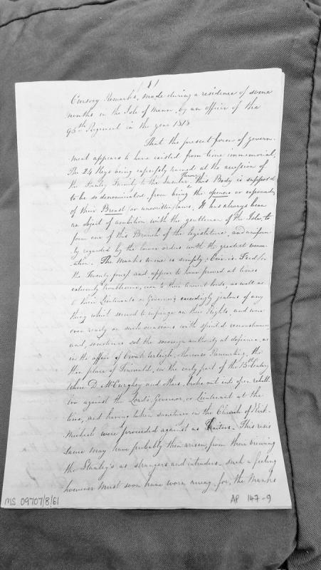 Cursory Remarks on Isle of Man government and the House of Keys, 1813