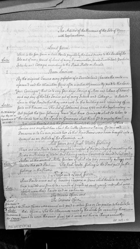 Articles of the Revenue of the Isle of Mann with Explanations