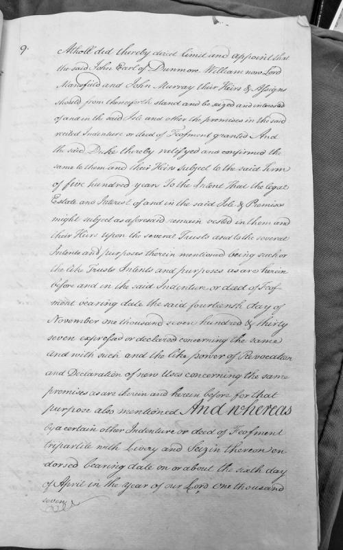 Deed of Feofment concerning Isle of Man - Duke of Atholl's direction and confirmation