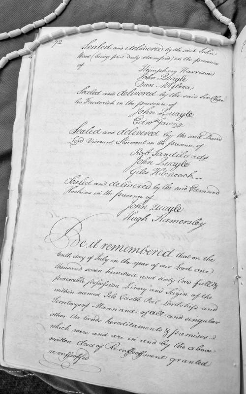 Delivery of seals and possession of Isle of Man lands and territories