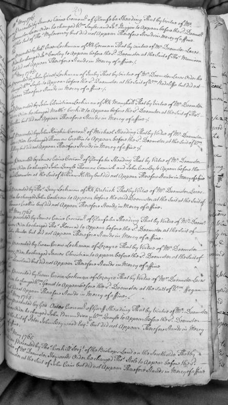 Court Presentments of Non-Appearance Before Deemster, May 1765