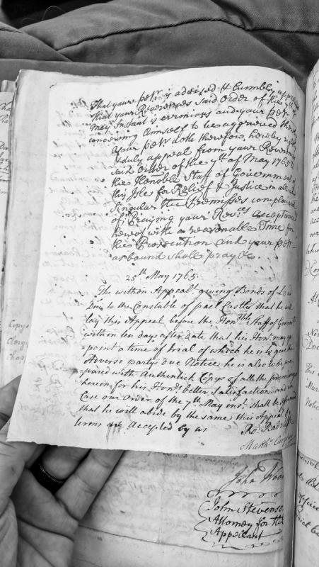 Appeal from House of Keys Order of 7th May 1765 to Staff of Government