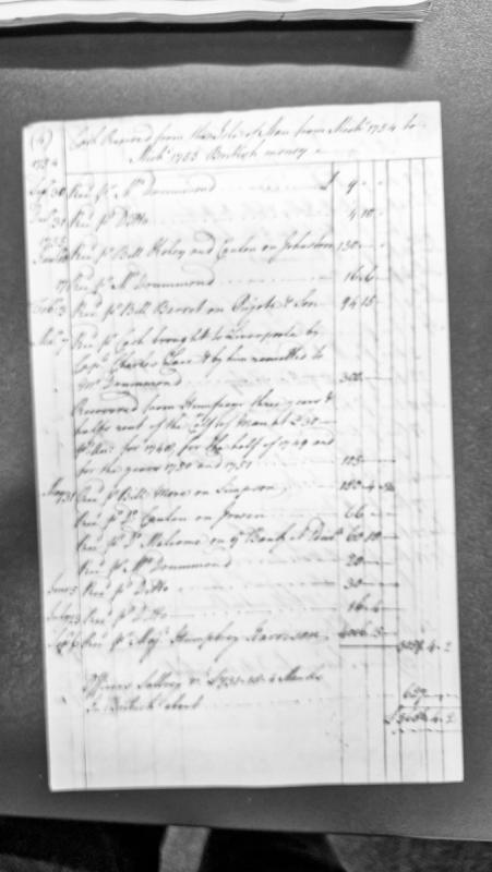 Cash received from Isle of Man, Michaelmas 1754 to Michaelmas 1755
