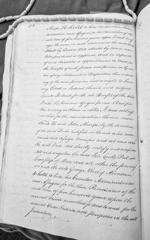 Deed of assignment of Isle of Man to George Earl of Aberdeen by John Sharpe