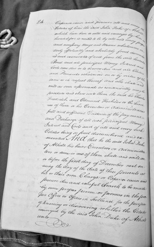 Bond obligation for discharge of heritable debt on estates of John Duke of Athole