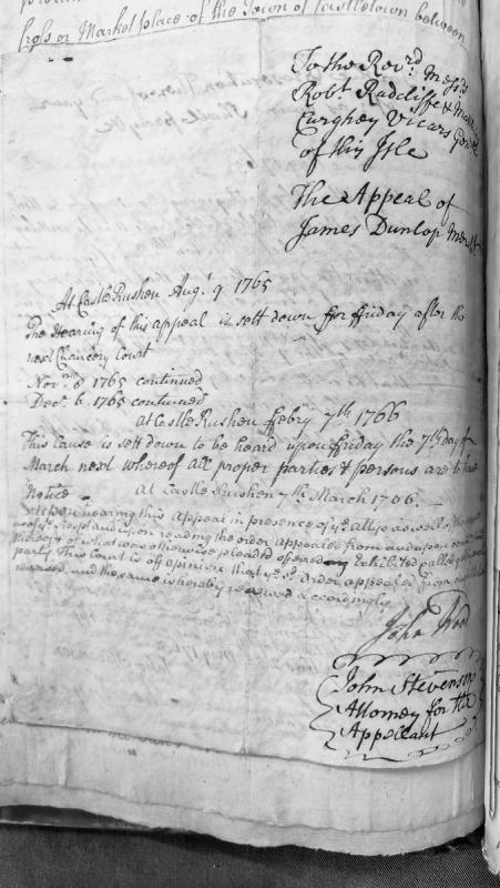 Appeal judgment in the case of James Dunlop, heard at Castle Rushen