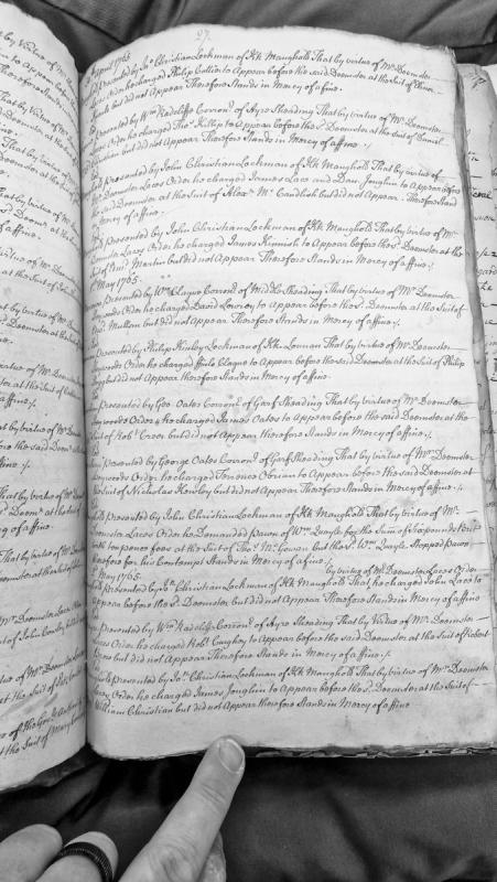 Court presentments for non-appearance before Deemsters, April-May 1765