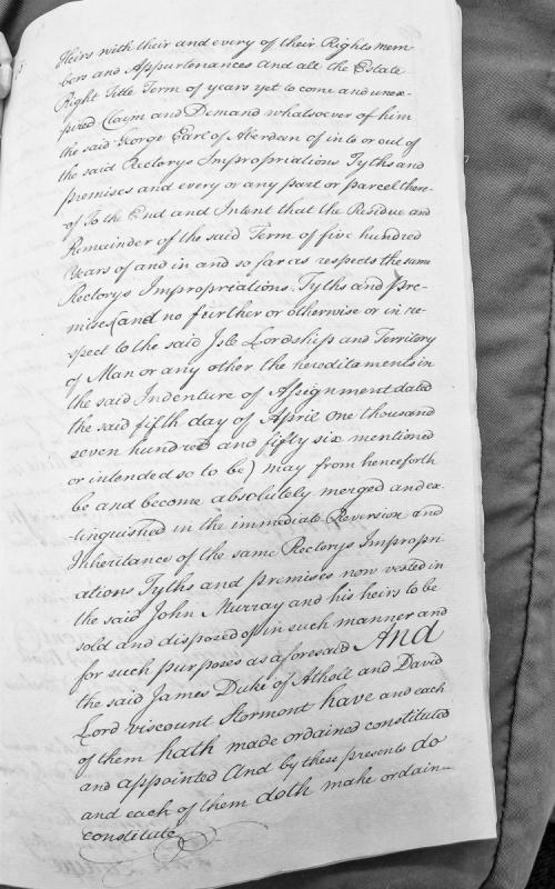 Assignment of rectory rights and tithes from Earl of Aberdeen to John Murray