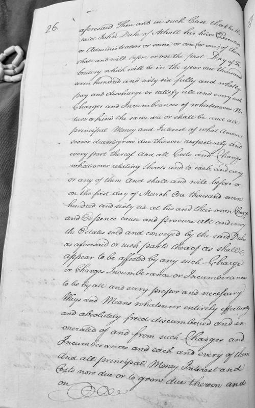 Conditional bond for discharge of charges and encumbrances by Duke of Atholl
