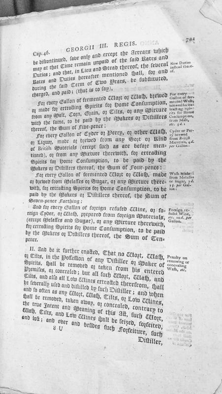 Cap. 46 of George III - New Duties on Spirits and Distilled Liquors