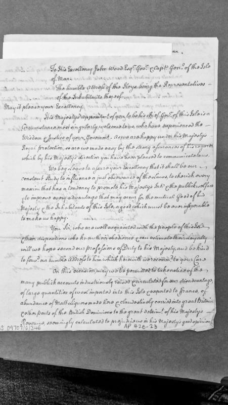 Address from the House of Keys to Governor John Wood regarding loyalty and smuggling accusations