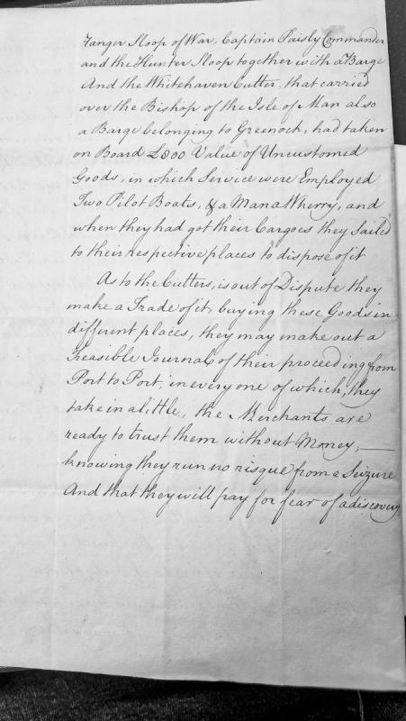 Account of smuggling operations involving vessels and uncustomed goods
