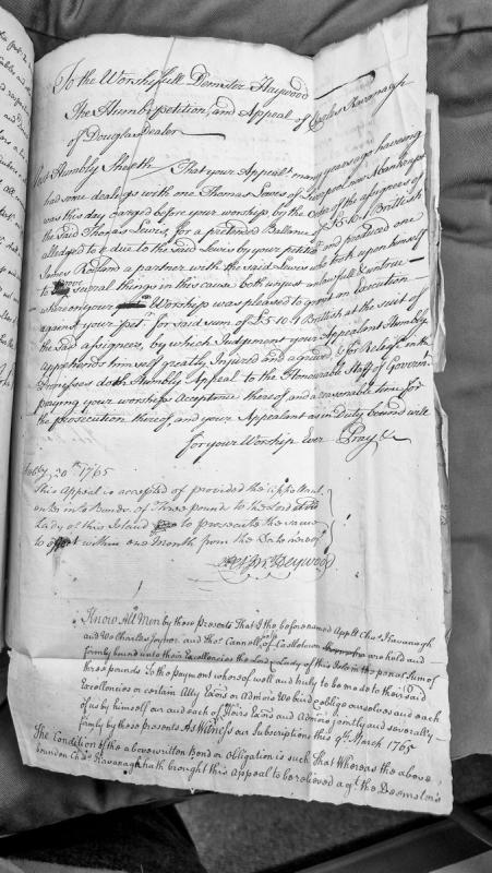 Appeal of Charles Kavanagh against Demster Haywood's execution for debt