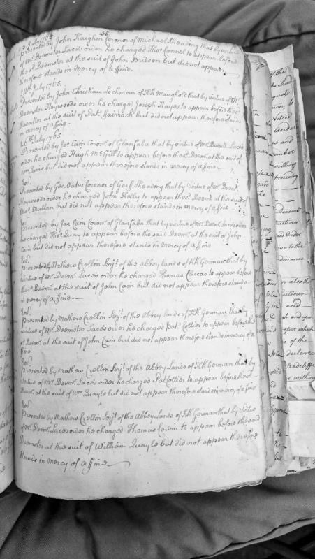 Court presentments of non-appearance before Deemsters, July 1765