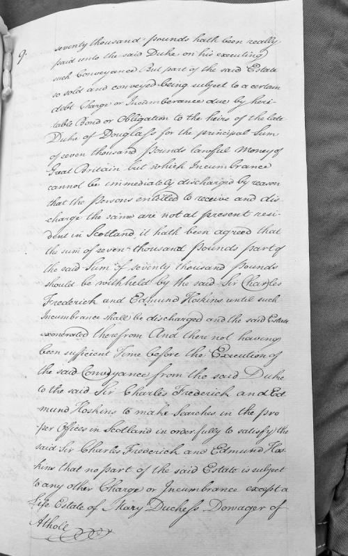 Conveyance of Scottish estate with withheld payment due to incumbrances
