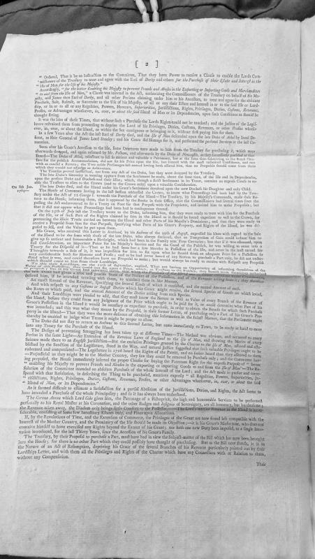Arguments regarding proposed purchase of Isle of Man rights and revenue by the Crown