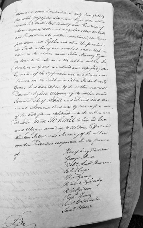 Conveyance of Isle of Man Castle, Peel, Lordship and Territories to John Wood