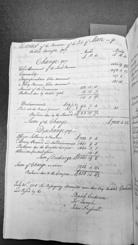 Abstract of Isle of Man Revenue for 1757, Audited Accounts