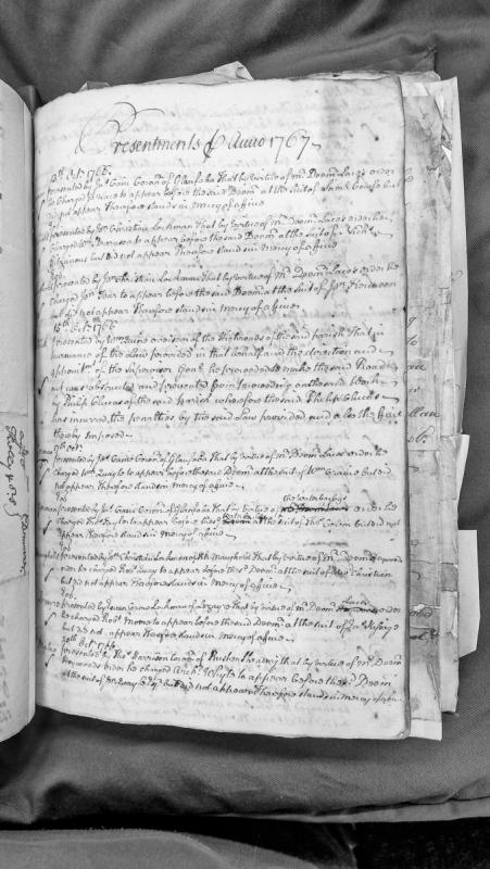 Court presentments for the parish of Glaufaba and others, Anno 1767