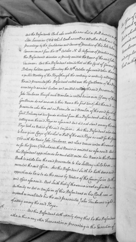 Defendant's response regarding omission of John Taubman from Keys list in 1764