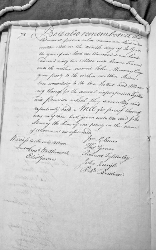 Attornment of Tenants to John Murray Esq for Impropriate Tythes and Premises