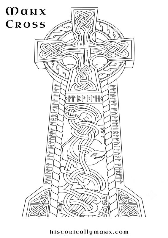 Manx Cross Colouring Sheet