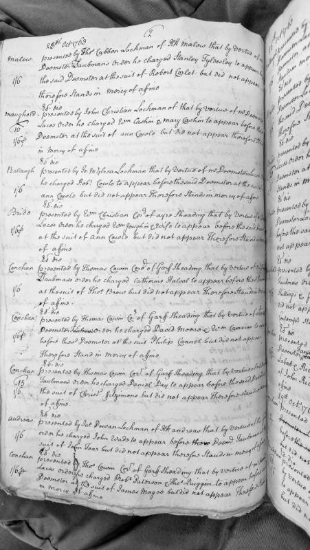 Court presentments for non-appearance before Deemsters, October 1768