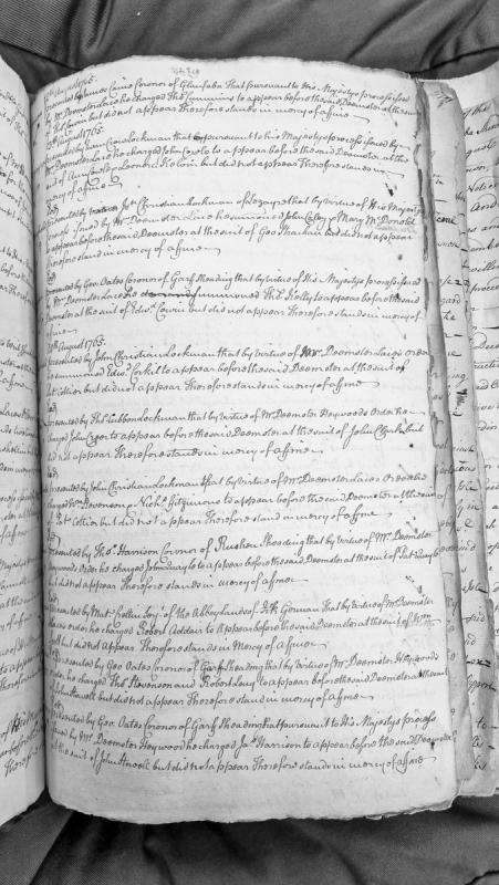 Court presentments of non-appearance before Deemster, Isle of Man 1765