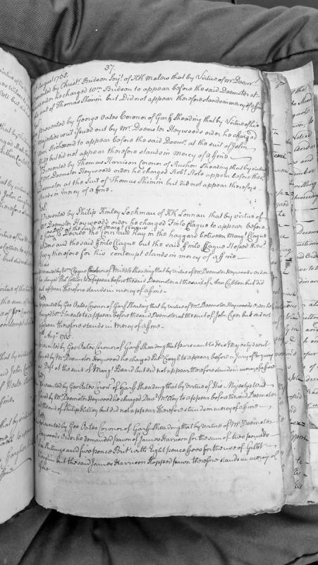 Court presentments of non-appearances and contempt before Deemster, August 1765
