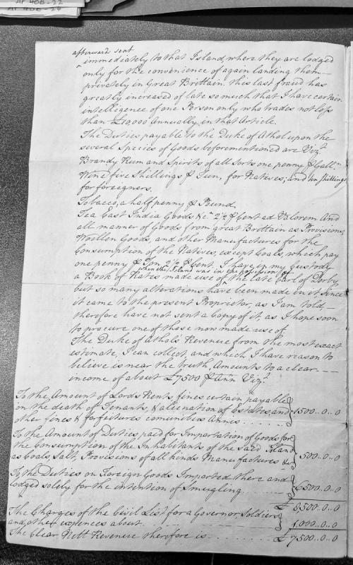 Abstract of duties and revenue of the Duke of Athol in the Isle of Man