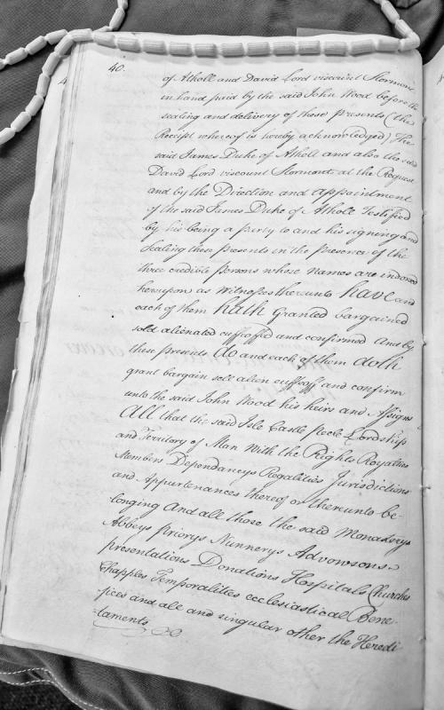 Deed of sale: Isle of Man, Castle Peel, and lordship transferred to John Wood