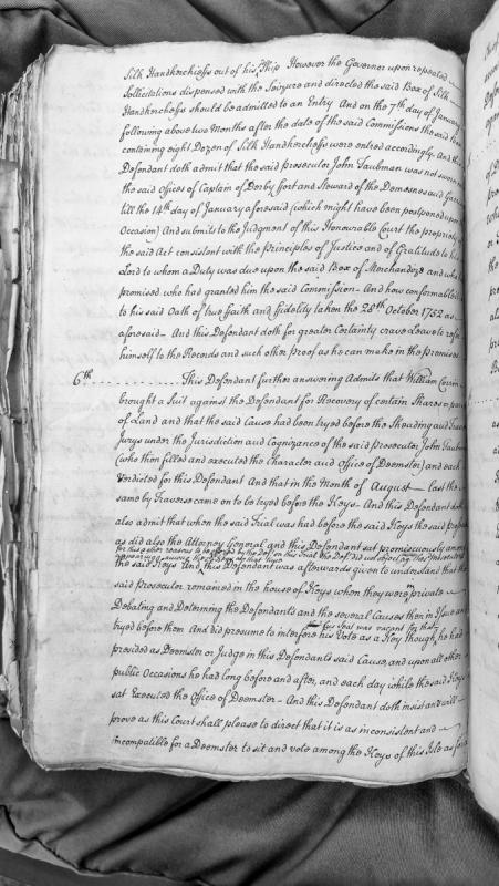 Defendant's answer regarding silk handkerchief seizure and improper judicial conduct