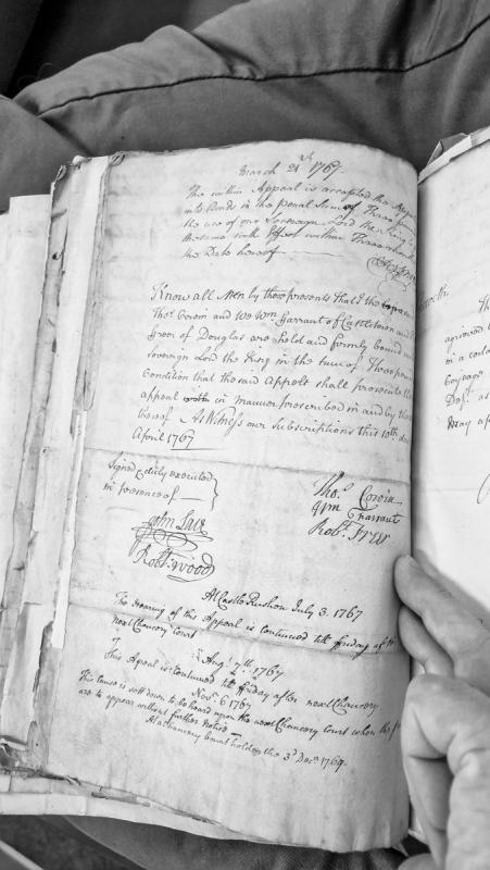 Bond for prosecution of appeal by Thomas Corrin, William Garraut and Robert Freer