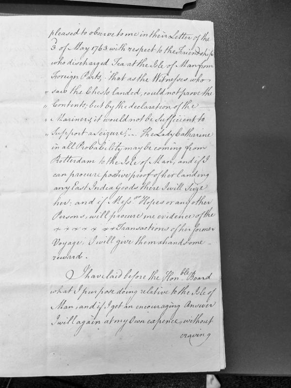 Correspondence regarding seizure of tea smuggled to Isle of Man from foreign vessels