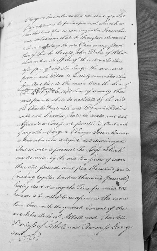 Conditions regarding estate search, charges, and withheld funds in transaction with Duke of Athol