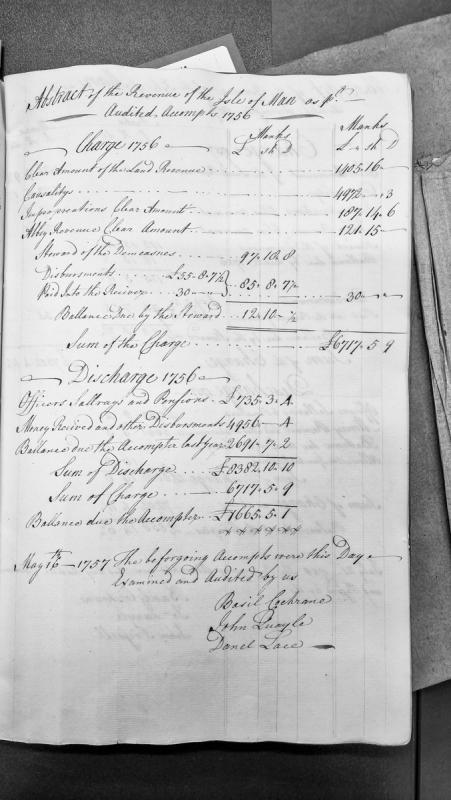 Abstract of the Revenue of the Isle of Man for 1756, audited accounts
