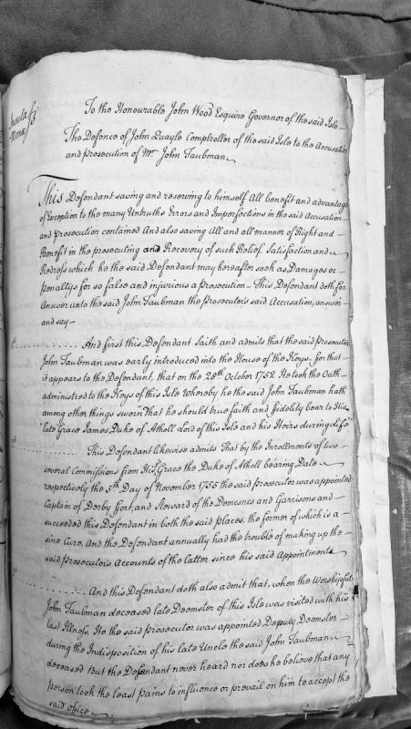 Defence of John Quayle, Comptroller, against prosecution by John Taubman